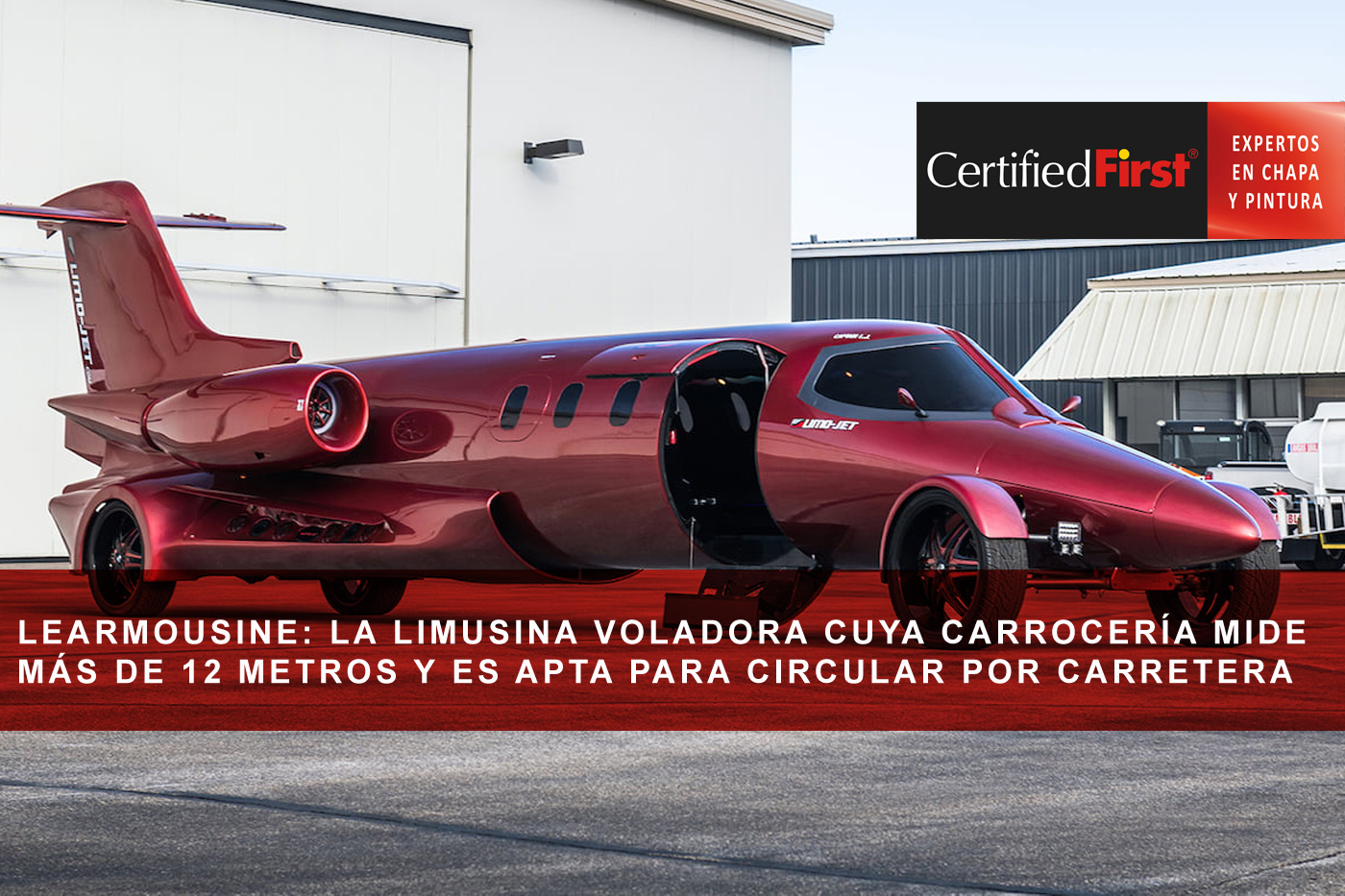 Learmousine: la limusina voladora cuya carrocería mide más de 12 metros y es apta para circular por carretera