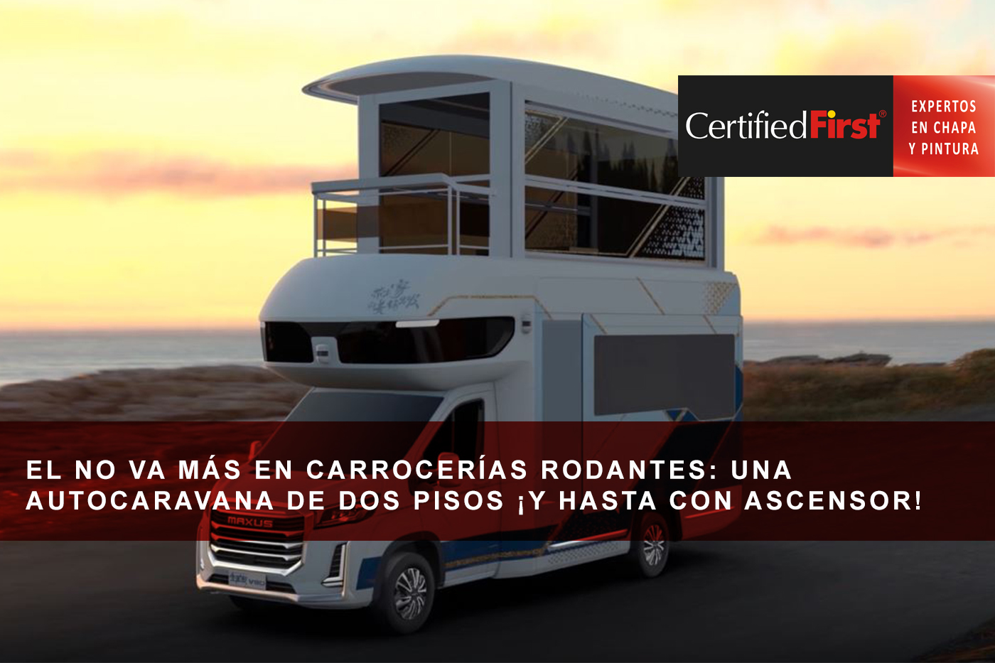 El no va más en carrocerías rodantes: una autocaravana de dos pisos ¡y hasta con ascensor!