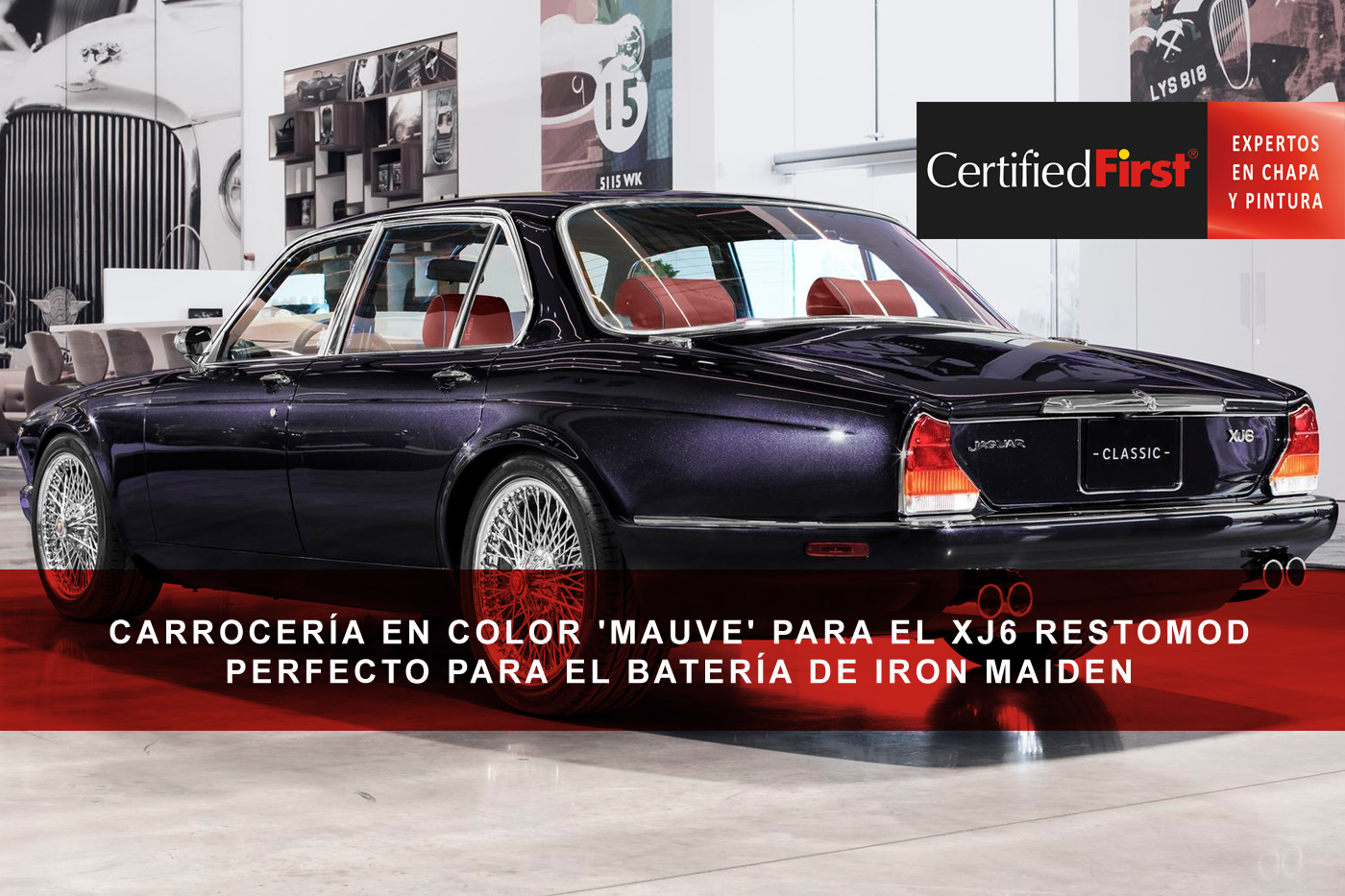 Carrocería en color 'mauve' para el XJ6 restomod perfecto para el batería de Iron Maiden